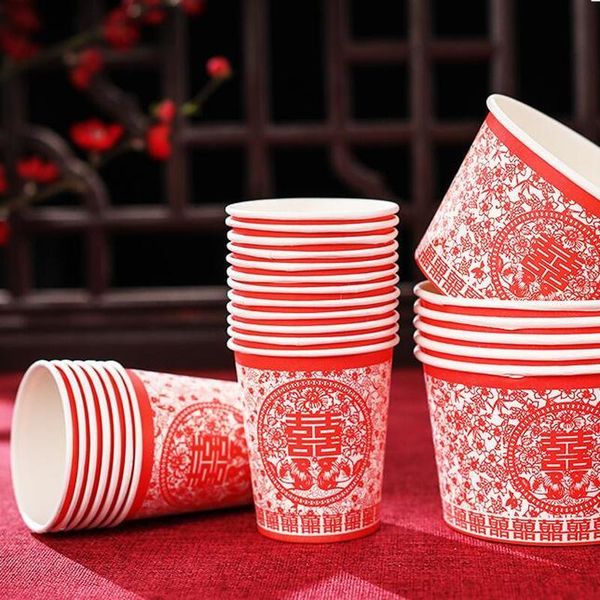 

disposable cups & straws 50pc/pack 250ml paper wedding tea milk cup coffee drinking accessories party supplies accept customize
