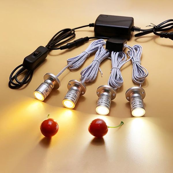 

lots of mini led light fixture table spotlight cabinet lamp power adapter hub silver shell