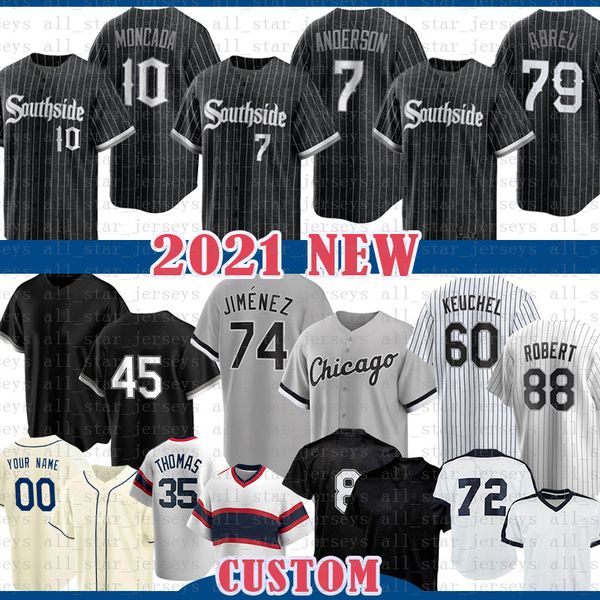 

7 tim anderson eloy jimenez southside baseball jersey chicago 45 michael yermin mercede bo jackson jose abreu yoan moncada thomas carlton fi, Blue;black