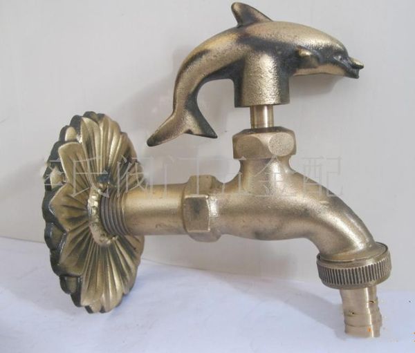 

outdoor garden faucet animal shape bibcock antique brass dolphin tap for washing mop/garden watering animal faucet