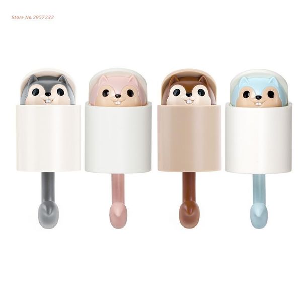 

hooks & rails k4ua creative self-adhesive cartoon squirrel keychain hook coat wall hanger animal hiding shower towel hat storage holder home