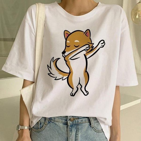 

funny harajuku dogs printed female t shirt women graphic printed tee korean short sleeves kawaii streetwear shirts, White