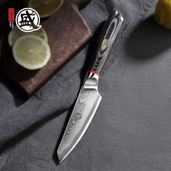 

mitsumoto sakari 4inch japanese aichi aus10 damascus stee handcrafted petty knife durabe wood hande wooden gift box