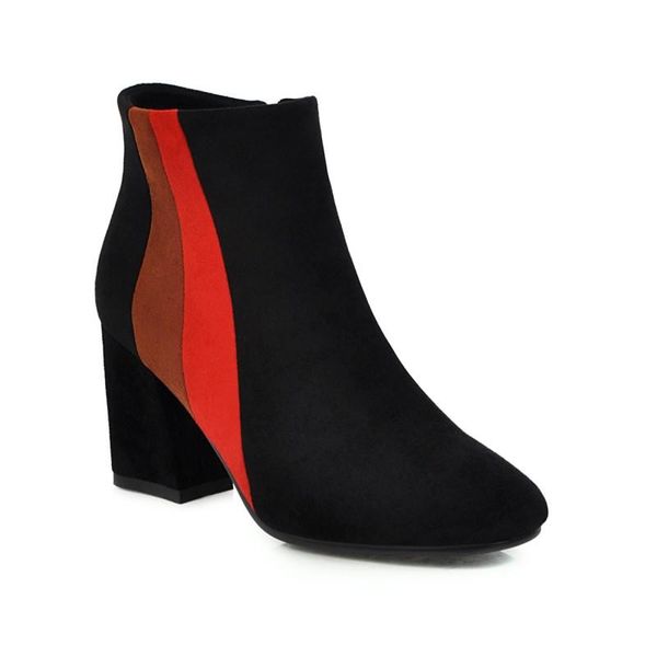 

boots plus size color contrast women shoes ankle for ladies woman winter, Black