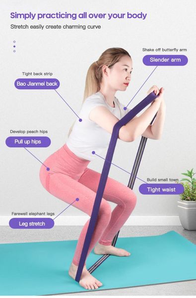 

resistance bands yoga exercise stretch leg back elastic band indoor gym multifunction body fitness training drawstring