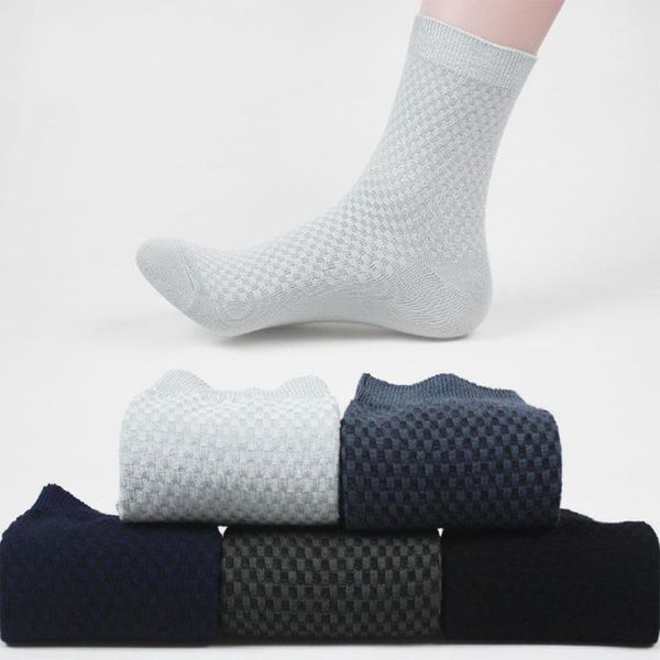 

men's socks men bamboo fiber brand casual business comfortable deodorant breatheable mesh soft man long sock 5pairs/lot 2021, Black