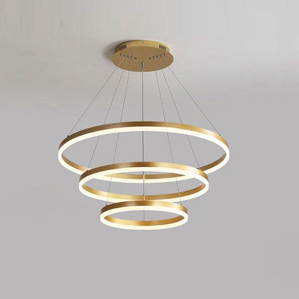

pendant lamps modern led light for living room dining hanging lamp gold&black rings chandelier lighting fixtures