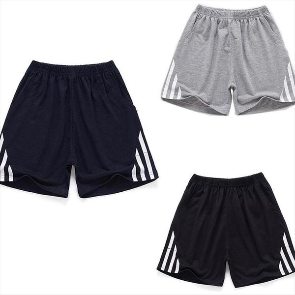 

summer striped short pants children boys girls casual beach shorts kids solid color running trousers, Black
