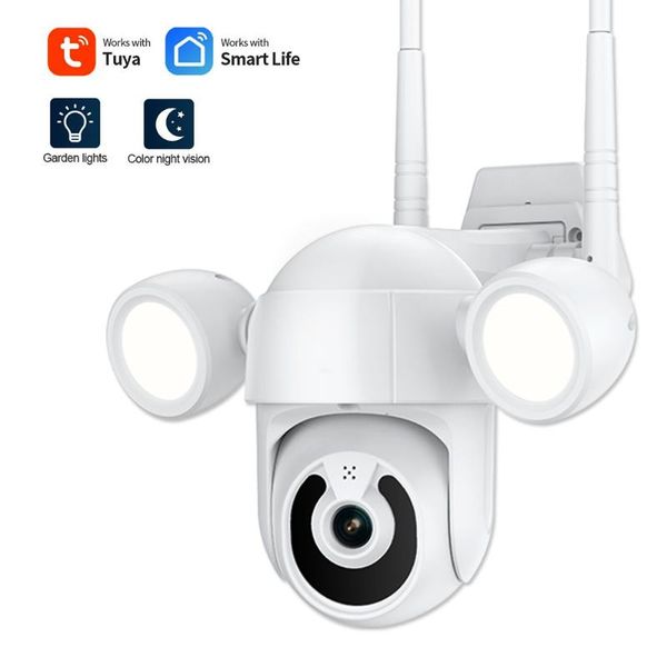 

cameras tuya wifi ip camera outdoor 2mp wireless ptz speed dome home security 4x digital zoom cctv floodlight night vision