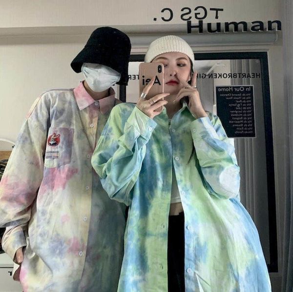 

long male punk shirt loose bf wild wind couple big purple version chic rohr, White