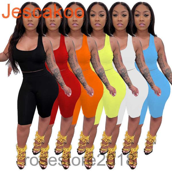 

6 colors selling summer women 2 piece sets crop outfits shorts joggers yoga vest sports suit shirts fashion casual clothing, White