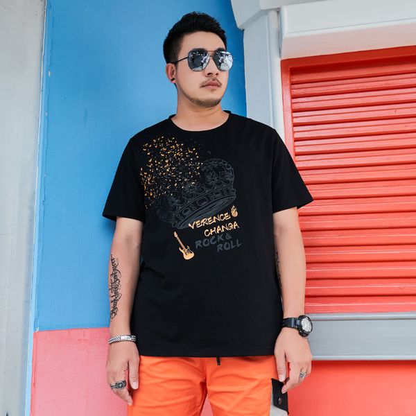 

ultra large plus size short sleeve t-shirt mens fat loose large size handsome young man fashion cotton summer trendy mens half sleeve, White;black