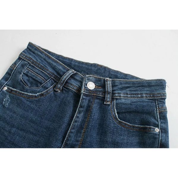 

new 2021 high waist ny for women casual denim pencil pants ripped jeans female fashion 5lho, Blue