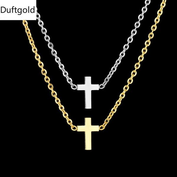 

pendant necklaces gold stainless steel necklace geometric vintage classic cross choker for women fashion jewelry accessories, Silver