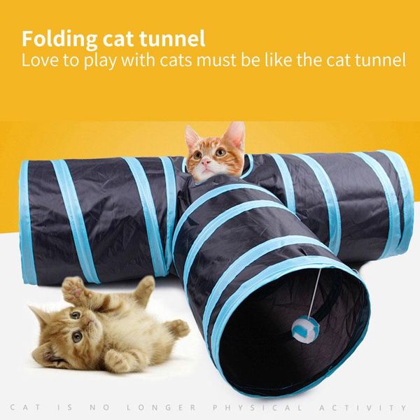 

cat toys 3 holes 14 colors foldable pet tunnel indoor outdoor training toy for animal play tube