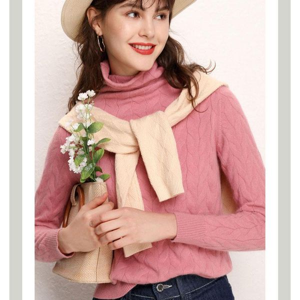

women's sweaters sherhure 2021 women pink sweater long sleeve wool knitted turtleneck and pullovers pull femme tricot, White;black