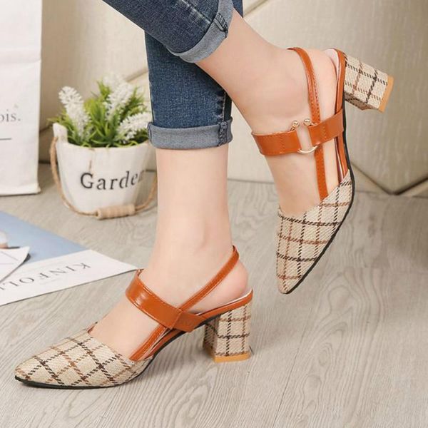 

dress shoes lady hollow coarse sandals high-heeled shallow mouth pointed pumps work women female high heels zapatilla lattice, Black