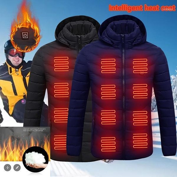 

electric heated jackets vest down cotton outdoor coat usb heating hooded winter thermal warmer outdoor1, Black