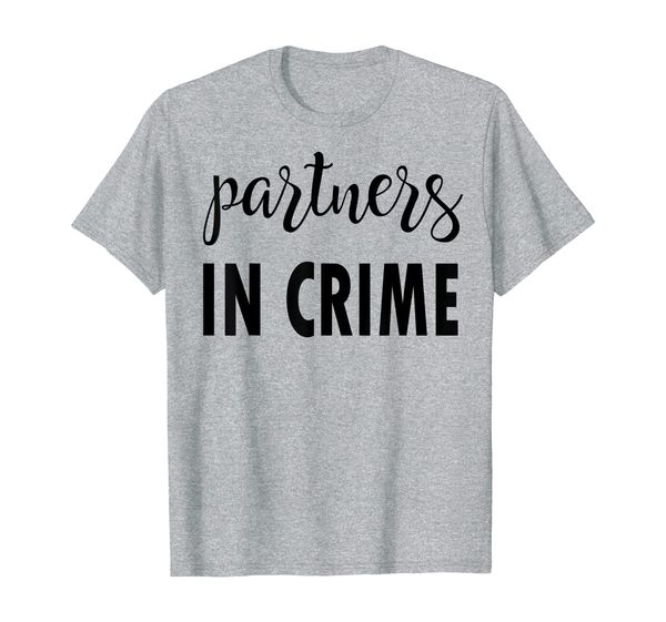 

matching partners in crime friends sister brother t-shirt, White;black