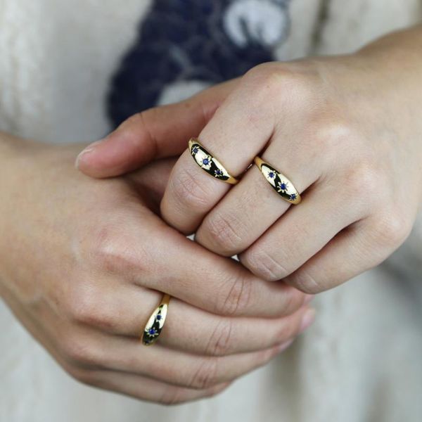 

wedding rings northstar starburst ring gold color shiny blue cz paved star open adjustable finger for women girls jewelry, Slivery;golden