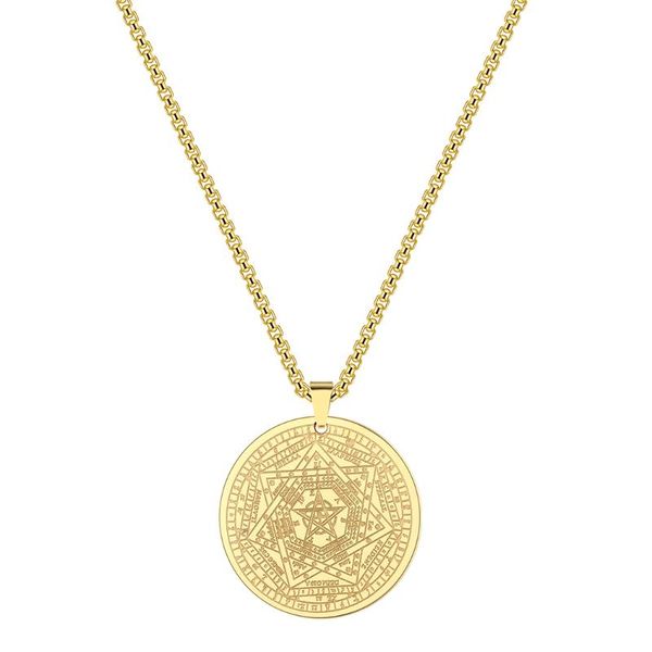 

pendant necklaces kinitial vintage stainless steel the of seven archangels true god circle charm choker jewelry collar, Silver