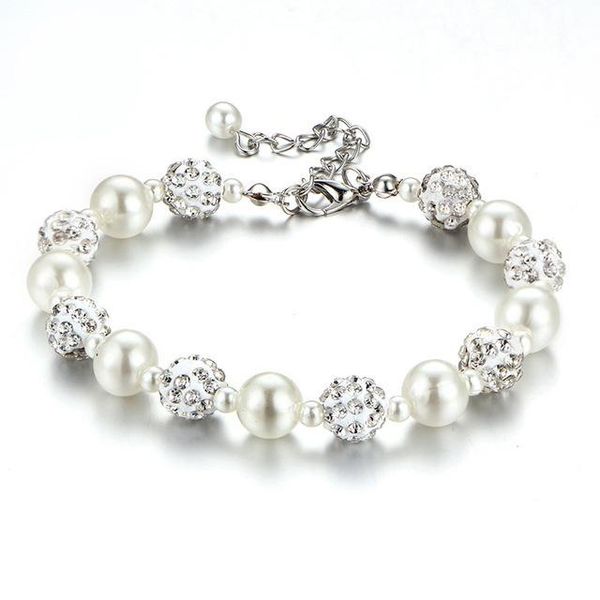 

link, chain fashion pearl bracelets bangles for women girls crystal ball circular charm bracelet party jewelry gift, Black