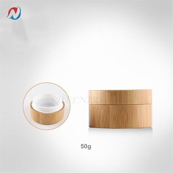 

hip 2pcs 50g bamboo cosmetic wood box portable skin care product empty jar cosmetic sample 50ml empty container face cream