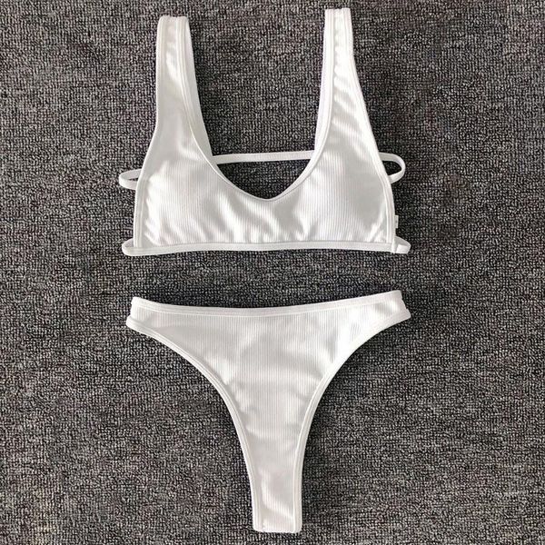 

thong swimwear women push up bikini solid bikini set halter bandage bathing suit summer swimming suit beachwear female
