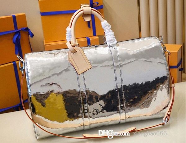 

designer mens overnight bag mirror travel coated canvas keepall bandouliere duffel duffle bags larger handbag luggague for man r4nk#