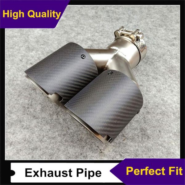 

motorcycle exhaust system car dual muffler tips straight edge y model for universal matte carbon fiber pipes all
