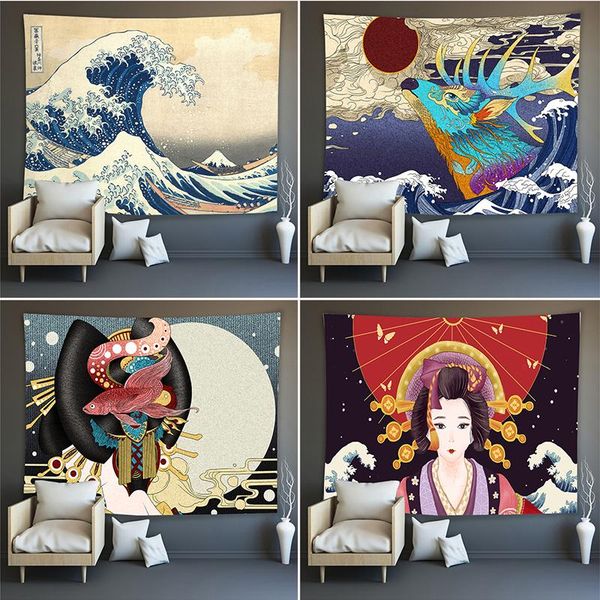 

tapestries color printing waves tapestry living room bedroom wall decoration dormitory home