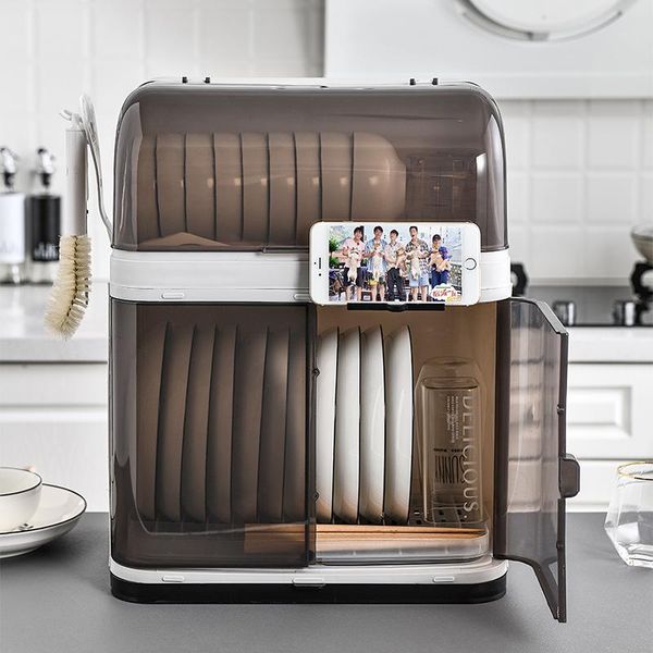 

kitchen shelf dish storage rack box bowl and chopsticks drain tableware rack large cupboard with cover storage shelf organizer