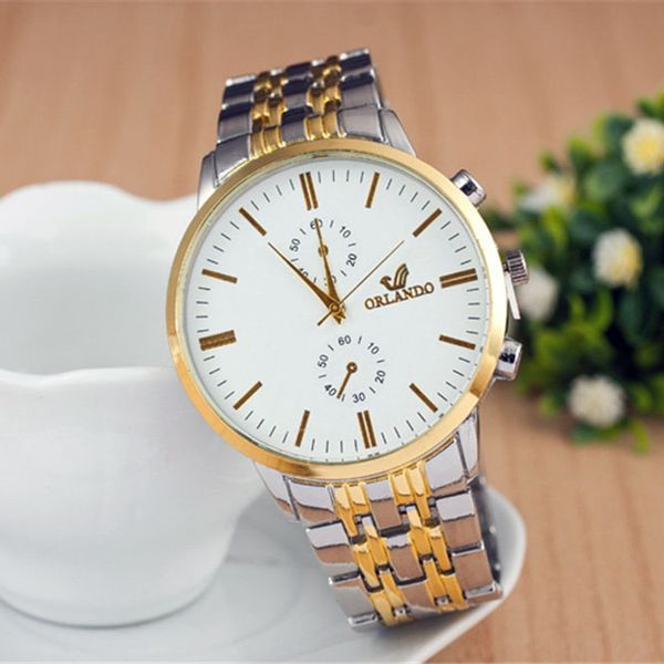 

men's business watch alloy quartz watch, Slivery;brown