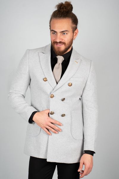 

Metal Button Bag Pockets Double Stamp Coat 2002152 Eeeu, Black;brown