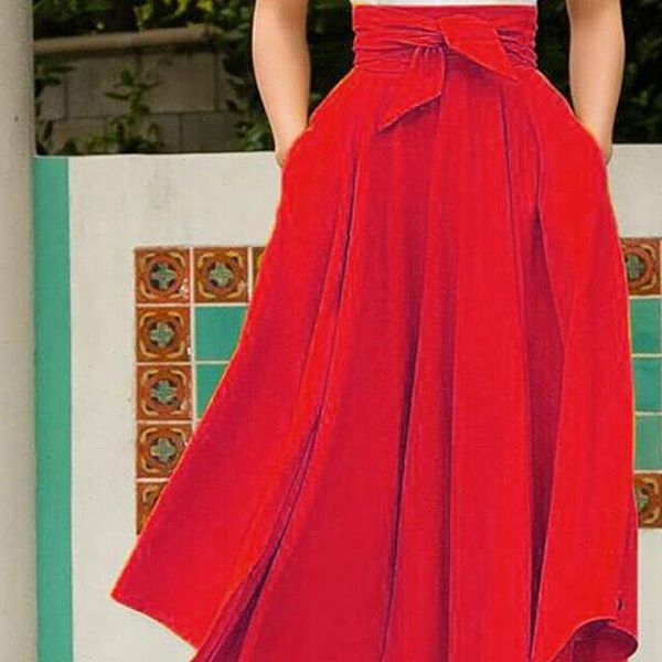 

women skirts autumn winter elegant high waist long skirt solid pleated faldas mujer female loose jupe femme saia longa, Black