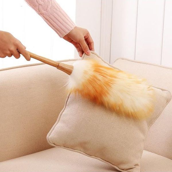 

new dust brush household feather duster dusting cleaning brush wool duster for dust broom hanging rope non-static non slip