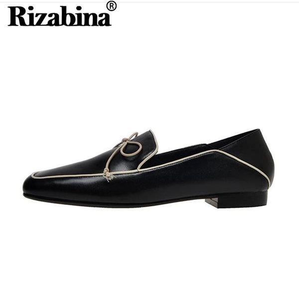 

dress shoes rizabina women pumps genuine leather fashion square toe beauty bowknot mature lady office footwear size 34-40, Black
