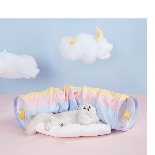 

cat toys tunnel rainbow rolling bed washable nest