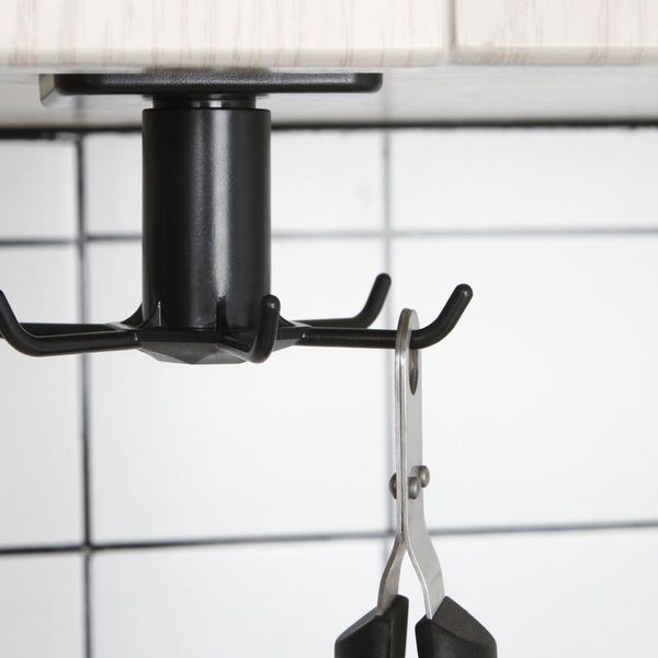 

hooks & rails under shelf rotate hook holder hang kitchen cabinet storage rack organizer multi-purpose home