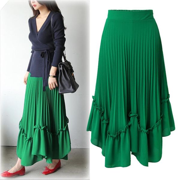 

skirts deat 2021 autumn and winter products fashion high waist solid color slim slimming pleated skirt female pb158, Black