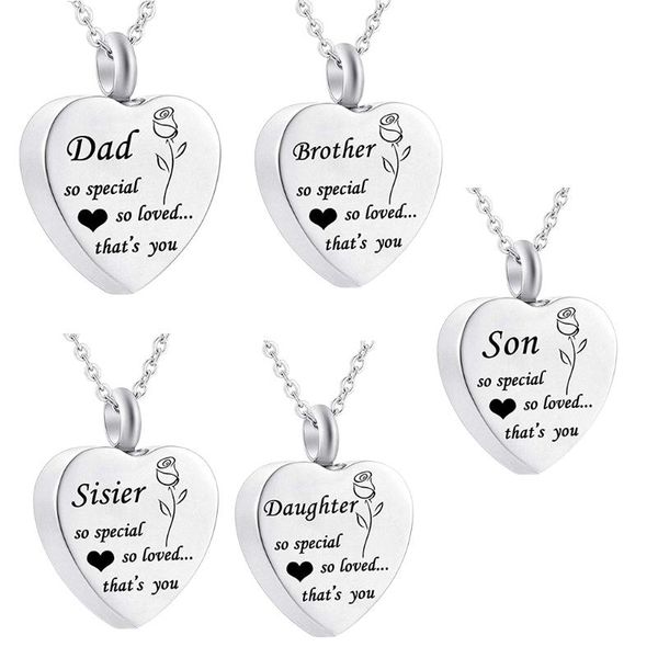

pendants magideal rose flower print urn ashes holder keepsake memorial dad son necklace charms, Black