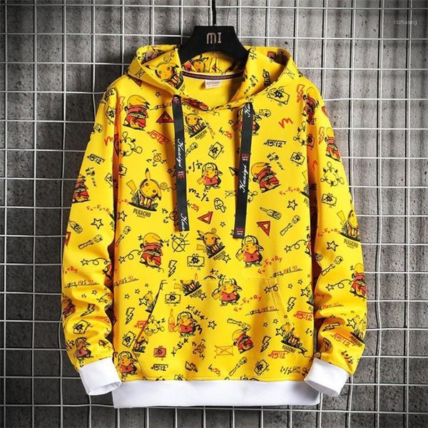 

men's hoodies & sweatshirts hoodie sweatshirt cartoon image streetwear hip hop skateboard mens, Black