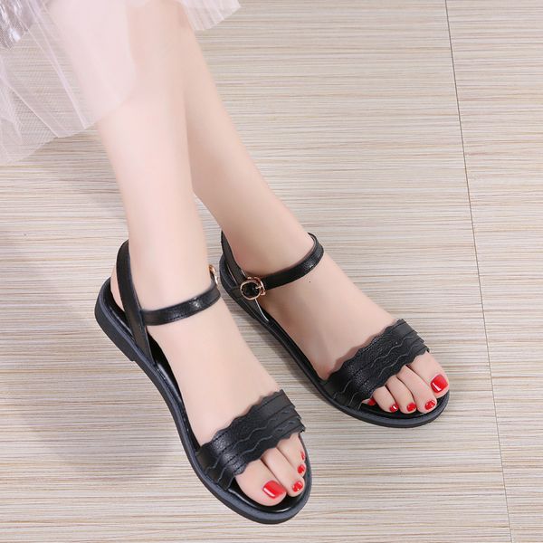 

you will see comfortable casual women's with white leather flat lady sandals alias mujer ghn7 zapatos t7i9, Black