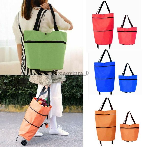 

storage bags foldable shopping trolley cart reusable eco large waterproof bag luggage wheels basket non-woven market pouch