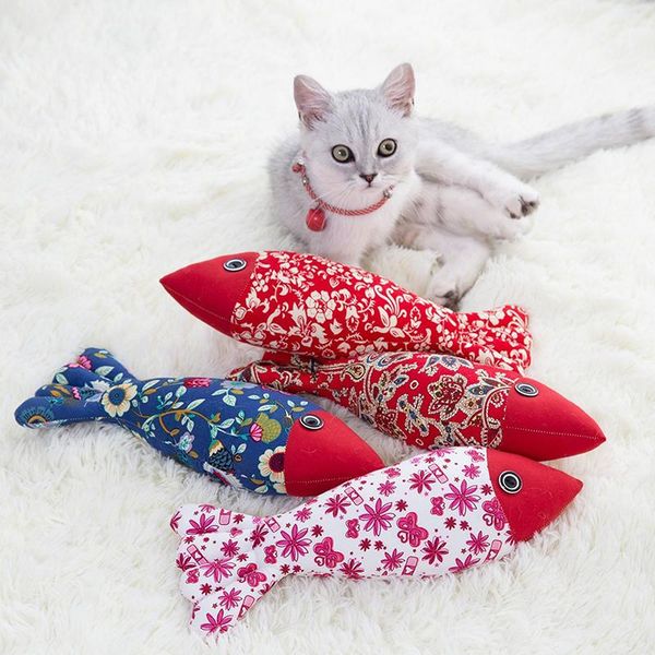 

cat toys toy mint fish stuffed sound interactive squeaky lush pet cotton linen sleeping catnip