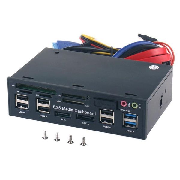 

hubs 5.25 inch pc media dashboard front panel audio with sata esata 2 x usb 3.0 and 6 2.0 hub sd tf ms card reader