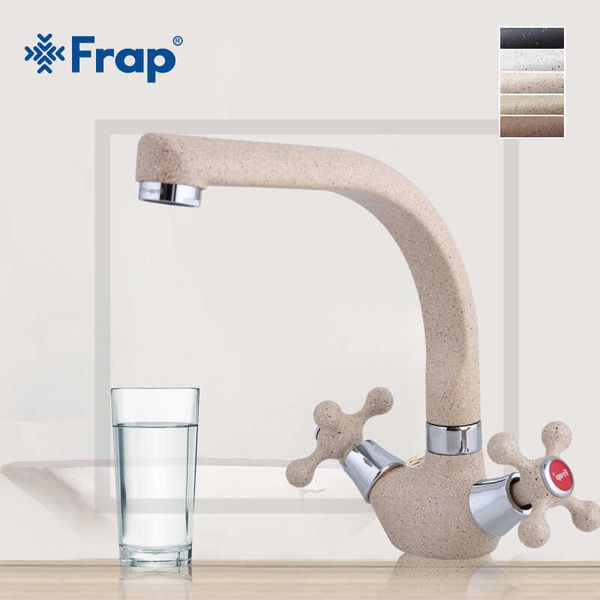 Frap Mehrfarbiges Spritzlackieren, Küchenspüle, Wasserhahn, Kalt- und Wassermischbatterie, Krantorneira, Doppelgriff, 360-Grad-Drehung, F5408, 210724