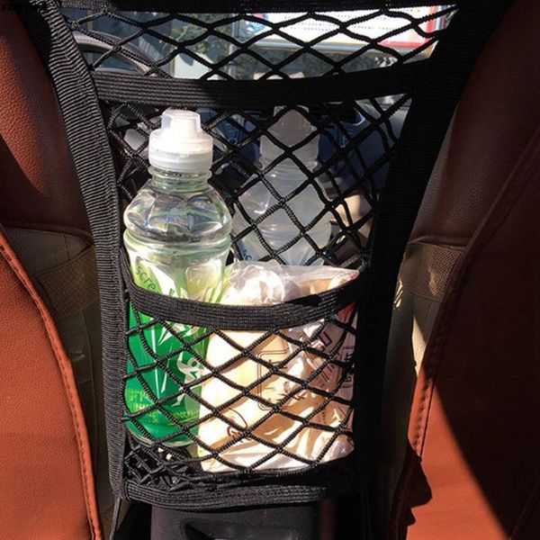 

car organizer net mesh trunk goods storage seat back stowing 2 layer pet cargo bag network for tidying accessories
