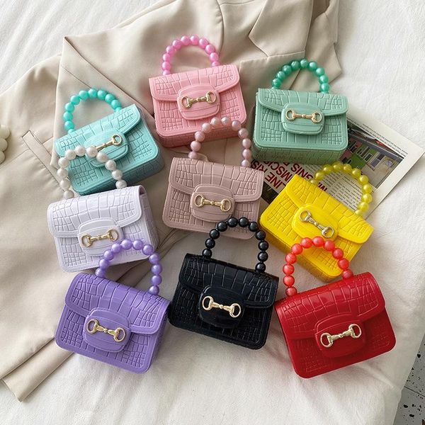 

evening bags fashion mini handbags pvc crossbody coin purse crocodile pattern pearl handbag plastic small chain jelly bag for girl wholesale
