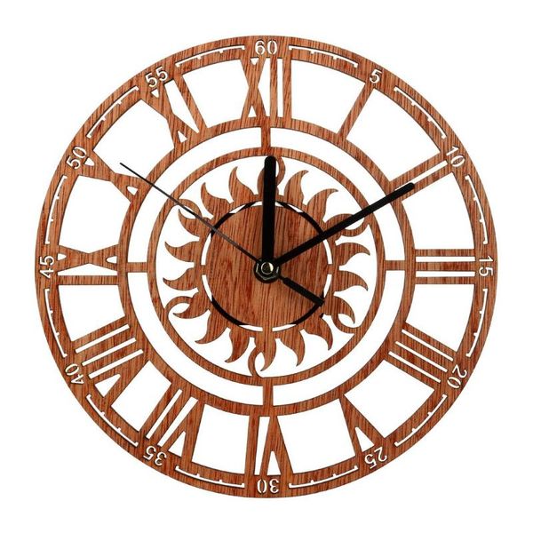 

creative retro wooden wall clock living room bedroom wall clock